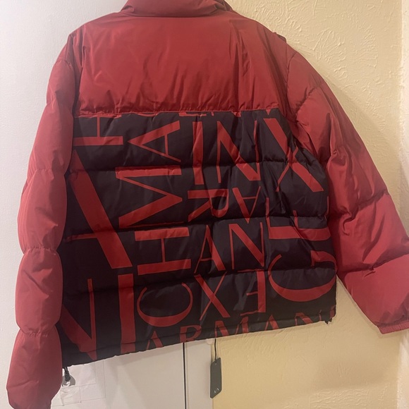 Armani Exchange A|X $290 Men's Red Signature Winter Quilted Puffer Down Jacket - Picture 6 of 7